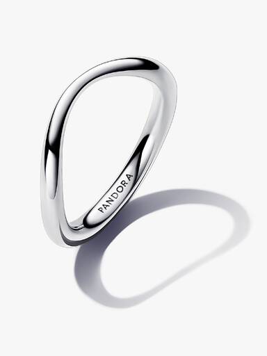 Anillo Banda Forma Orgánica Plata