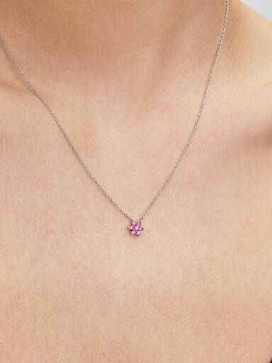 Collar con dije colgante Flor rosa brillante