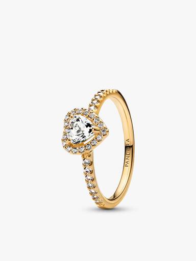 Conjunto de Anillos Corazón Elevado y Banda Brillante