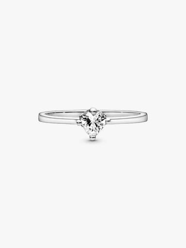 Anillo Solitario Corazón Transparente