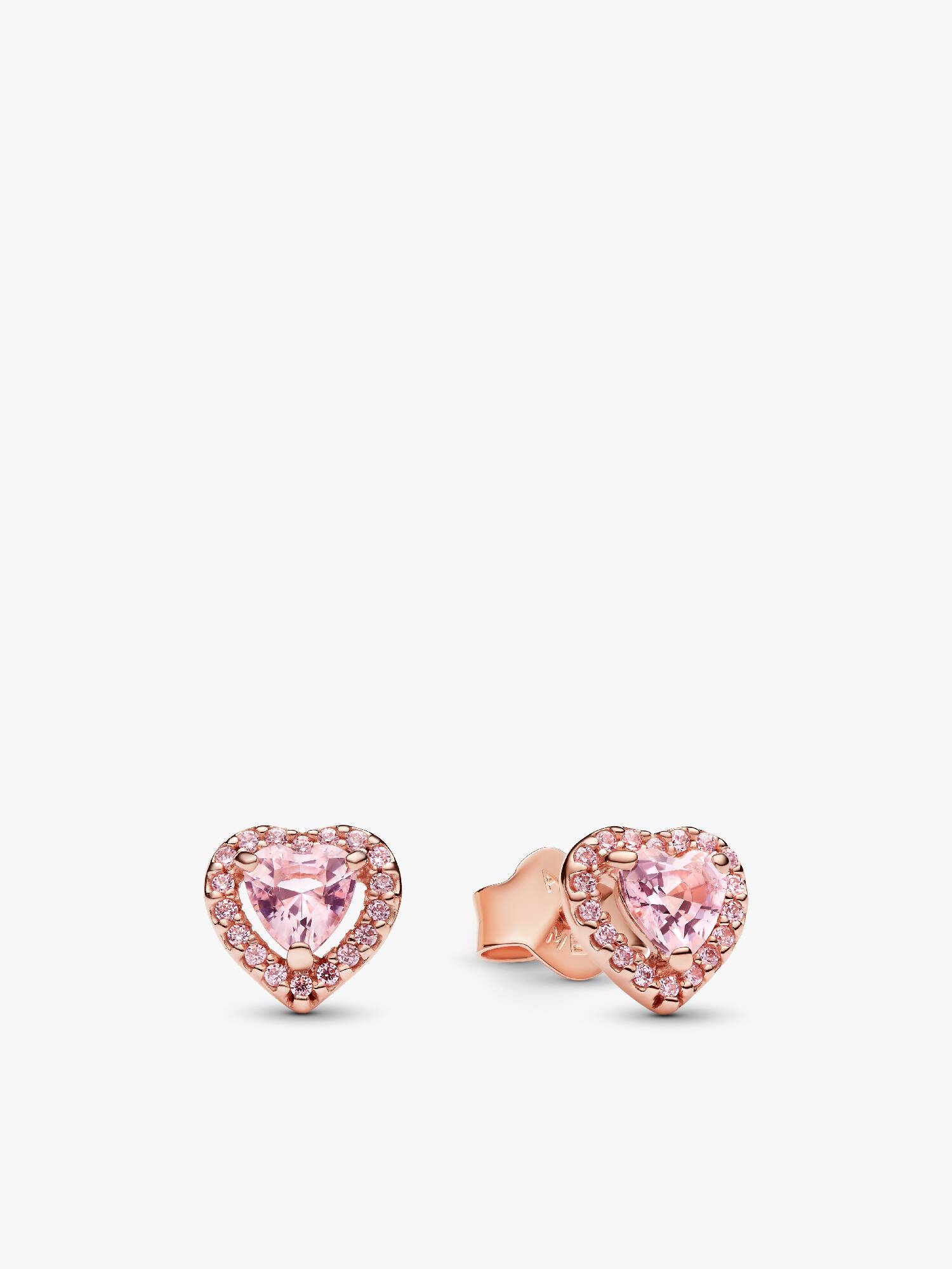 Aros tipo stud de corazón elevado color rosa