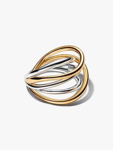 Anillo de Alianzas Entrelazadas en Dos Tonos