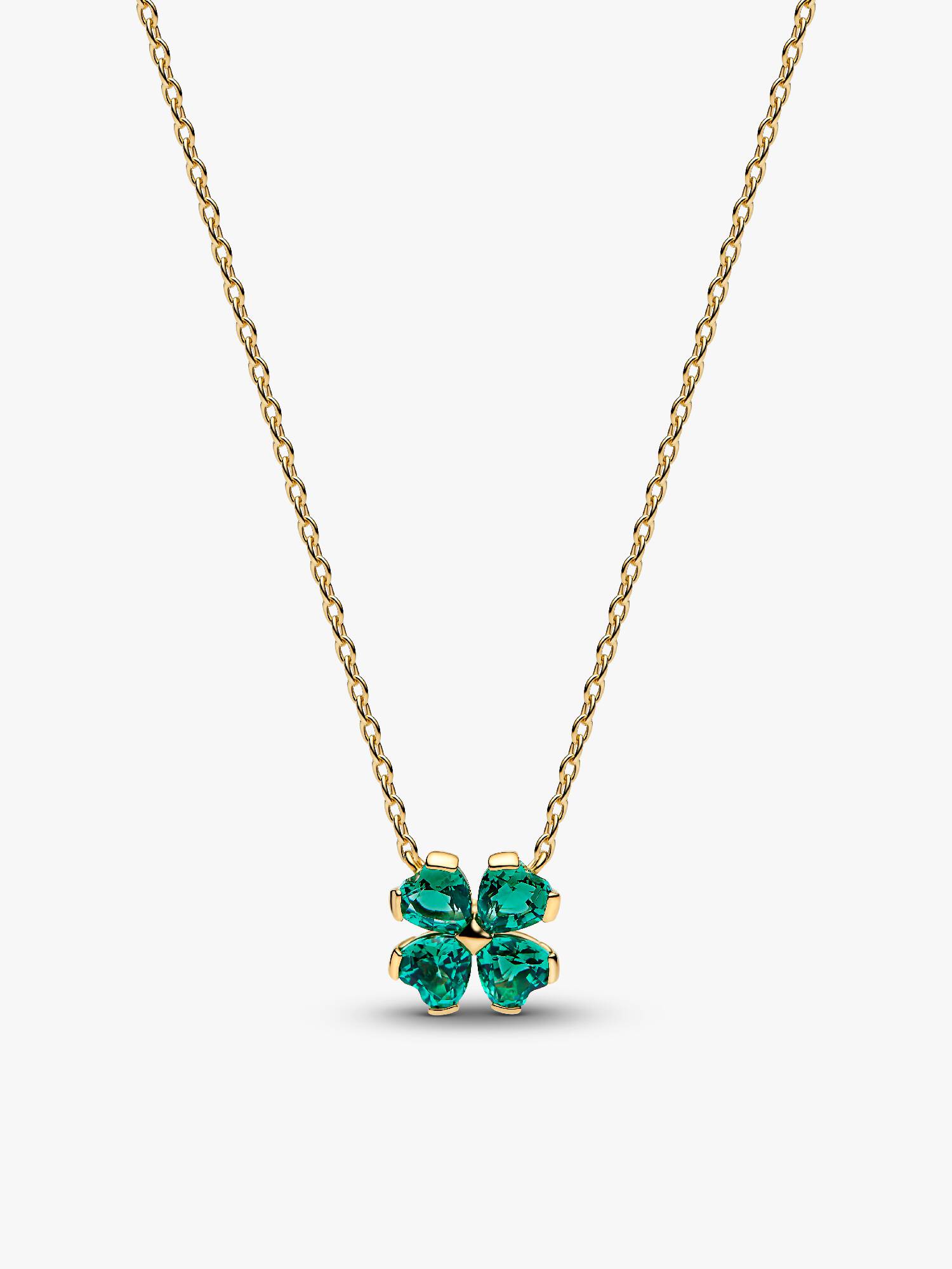 Collar con dije colgante Trébol de la suerte verde