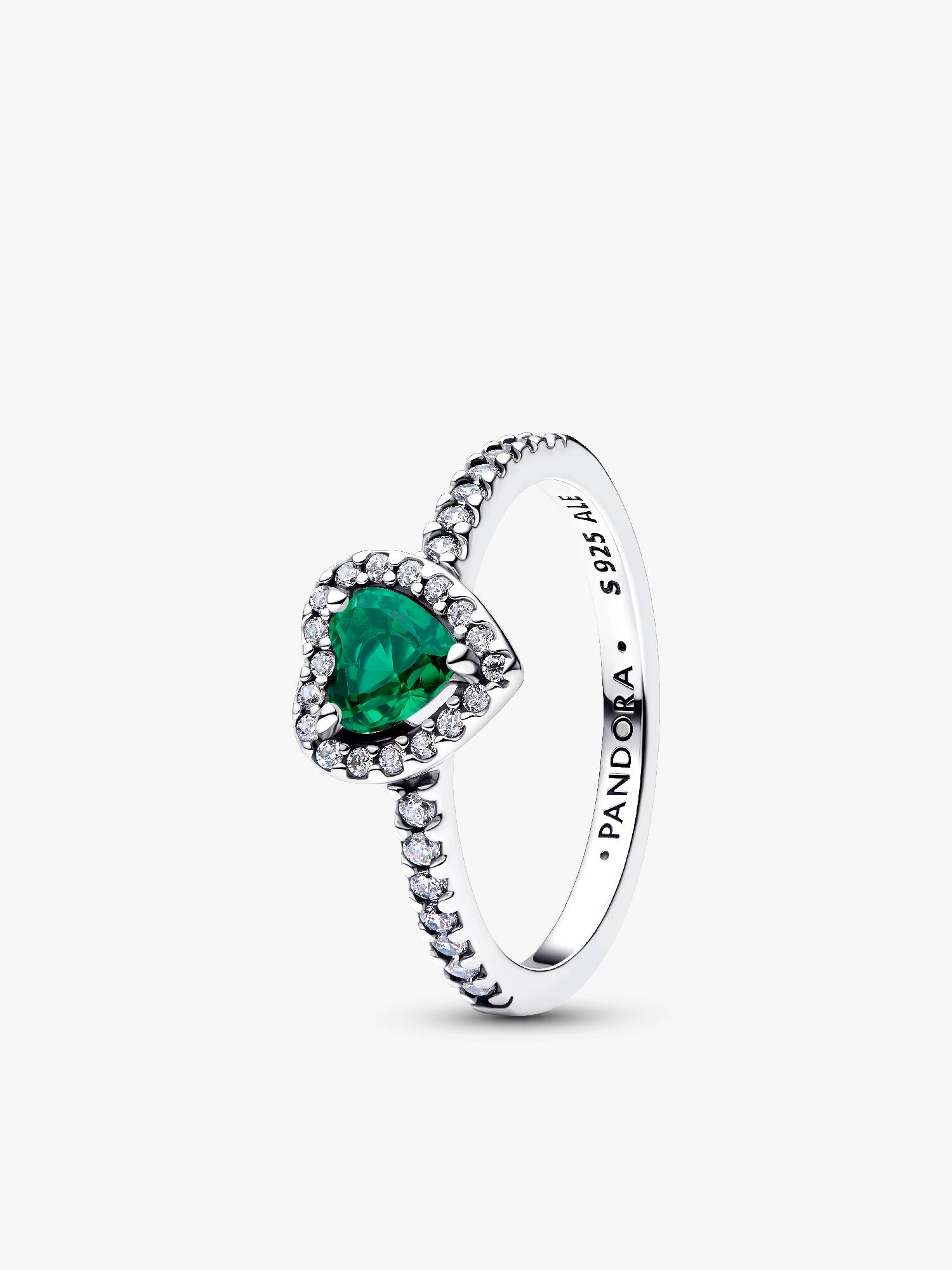 Anillo de Corazón verde real elevado