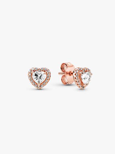 Aros de botón Corazón elevado reluciente