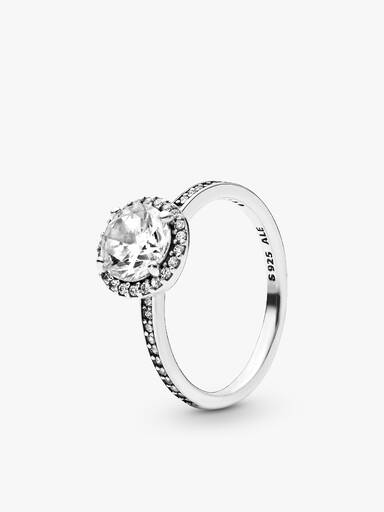 Conjunto de anillos con halo redondo Elegancia verdadera