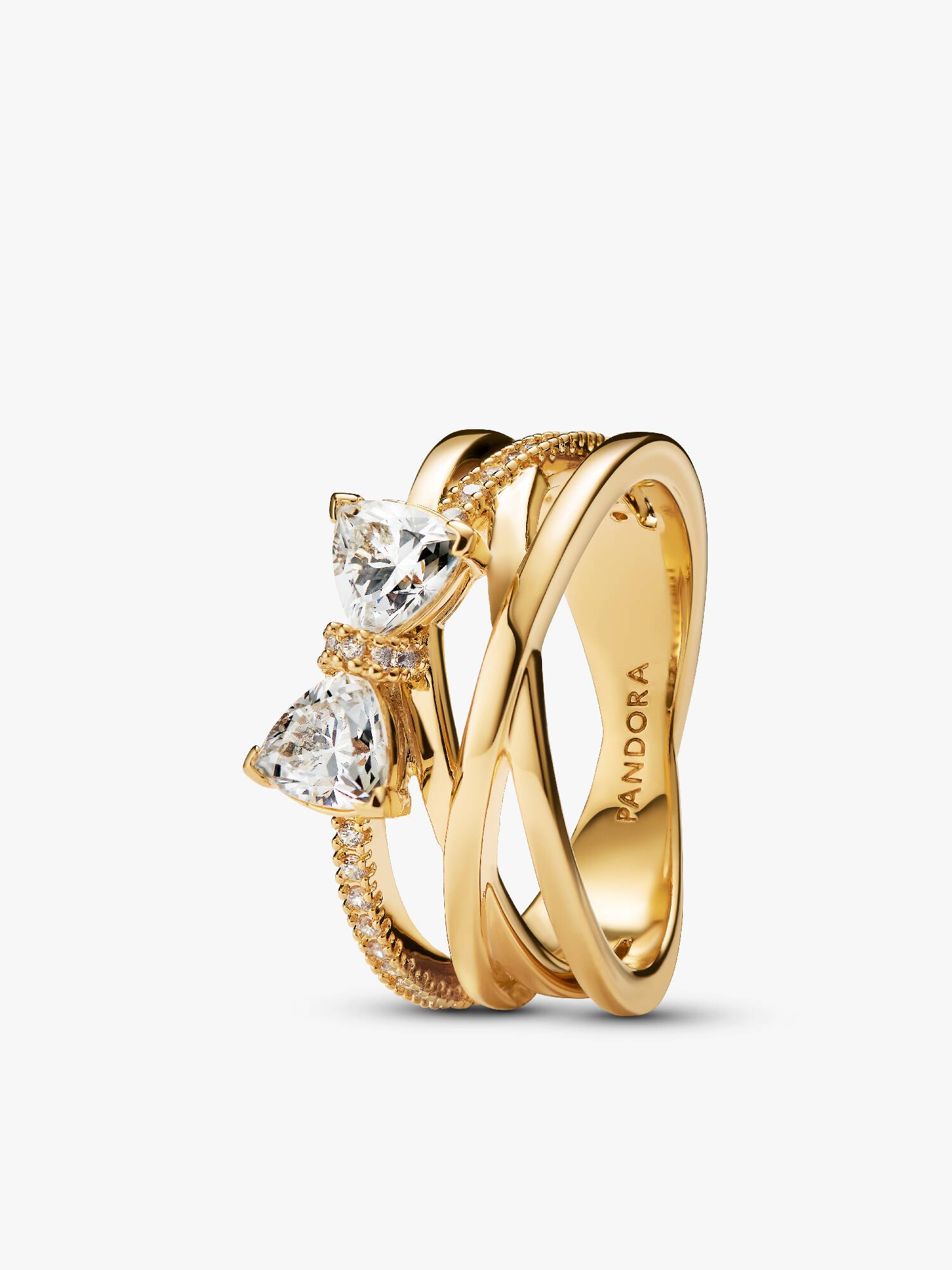 Anillo Banda Cruzada Lazo Brillante