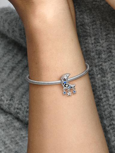 Charm En Plata De Ley Estrella & Luna Creciente