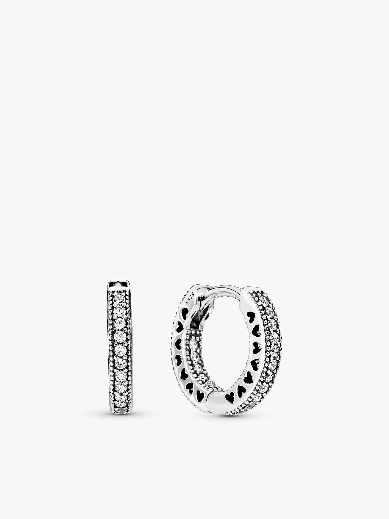 Aros tipo argolla corazones de Pandora en pavé