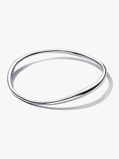 Brazalete Rígido Forma Orgánica Plateado 17 cm