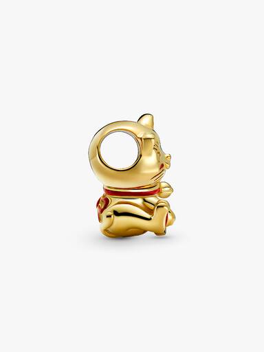 Charm Gato De La Fortuna Tierno Recubrimiento en Oro de 14k Talla única