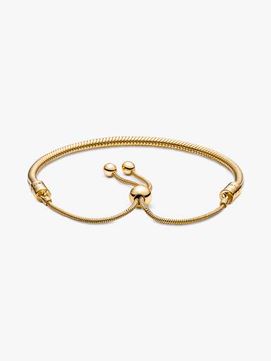 Snake chain 14k gold-plated bracelet with clear cubic zirconia