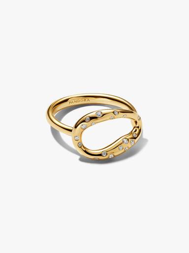 Anillo impactante con gemas de forma orgánica engastadas