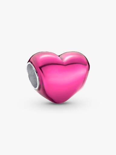 Charm Corazón Metálico Rosa
