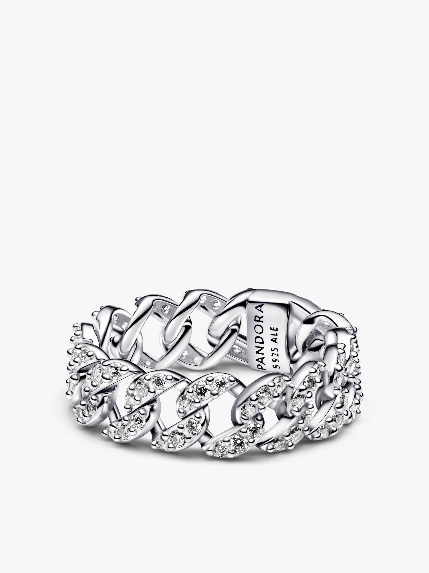 Anillo Cadena Cubana en Pavé