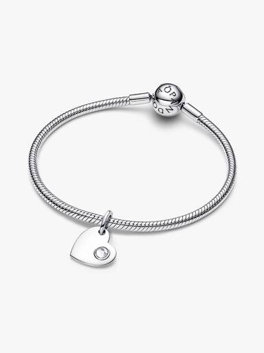 Charm Colgante de Corazón Grabable con piedra transparente de Abril