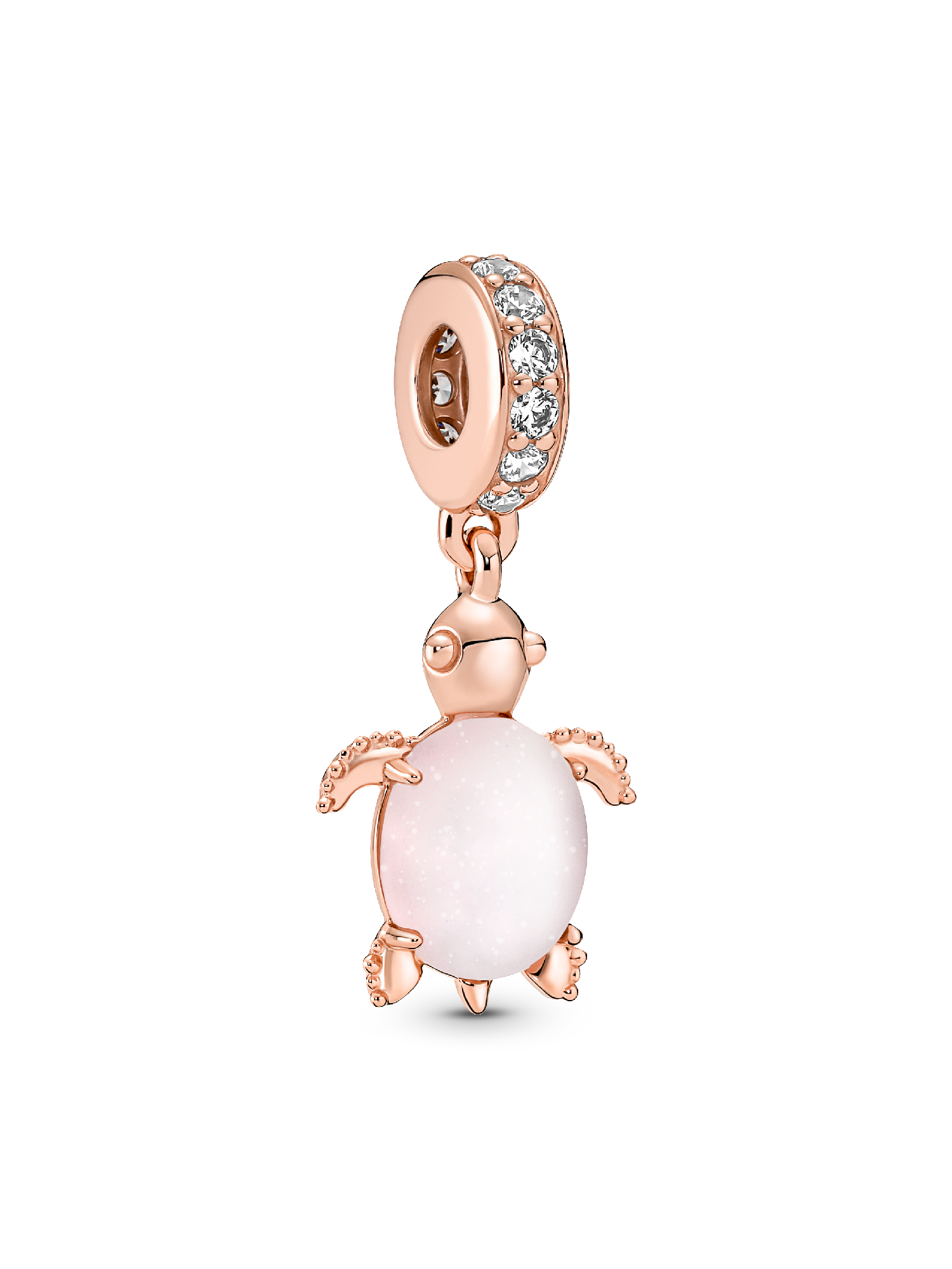 Charm colgante Tortuga de mar rosa de cristal Murano Recubrimiento en Oro Rosa 14k Talla única