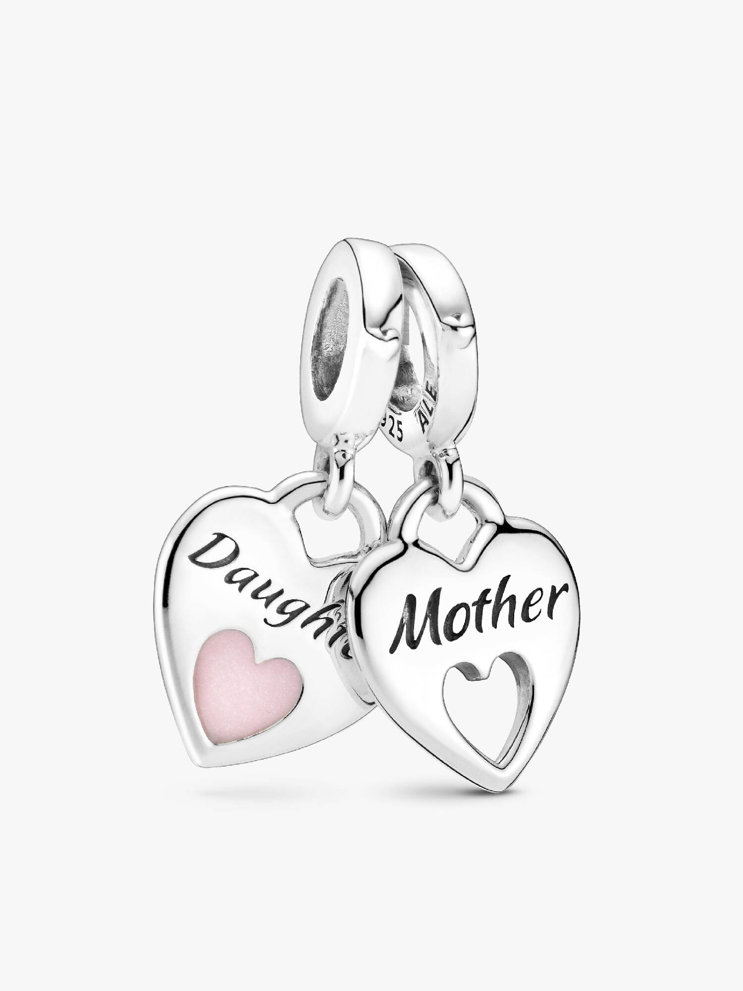 Charm colgante de doble corazón dividido