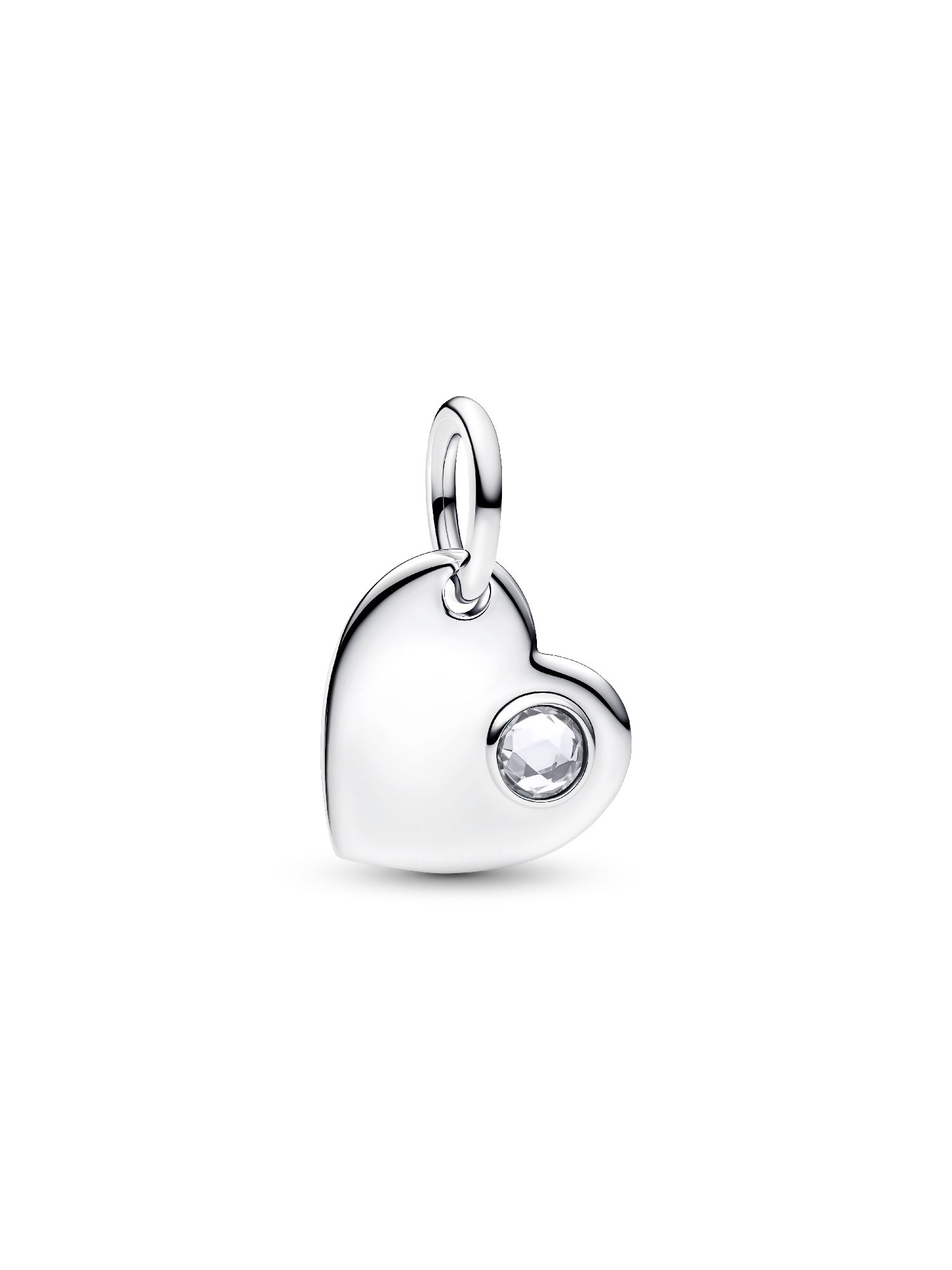 Charm Colgante de Corazón Grabable con piedra transparente de Abril