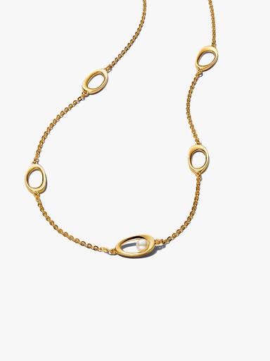 Collar Perla Cultivada de Agua Dulce Tratada y Forma Ovalada Orgánica