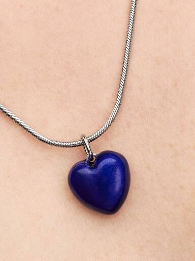 Charm colgante de corazón azul acolchonado