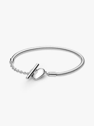 Brazalete Moments Cadena De Serpiente Con Cierre En T Y Corazón 16 cm