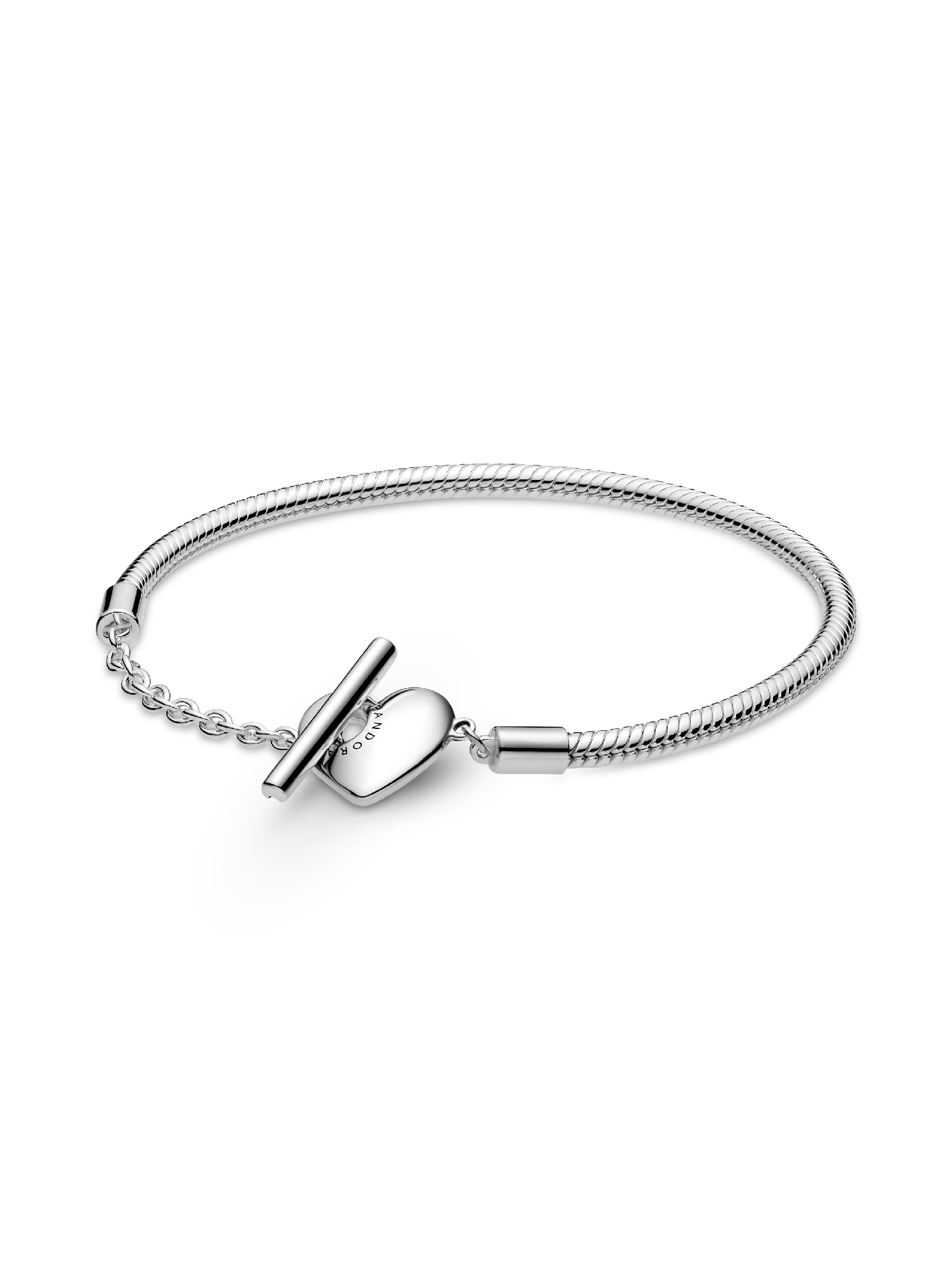 Brazalete Moments Cadena De Serpiente Con Cierre En T Y Corazón 16 cm
