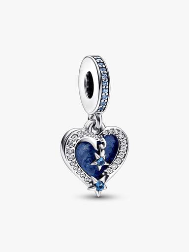 Charm Colgante Doble Corazón Estrella Fugaz Celestial