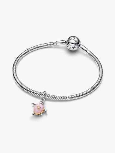 Charm Colgante Tortuga Marina Rosa con Diamante Cultivado en Laboratorio