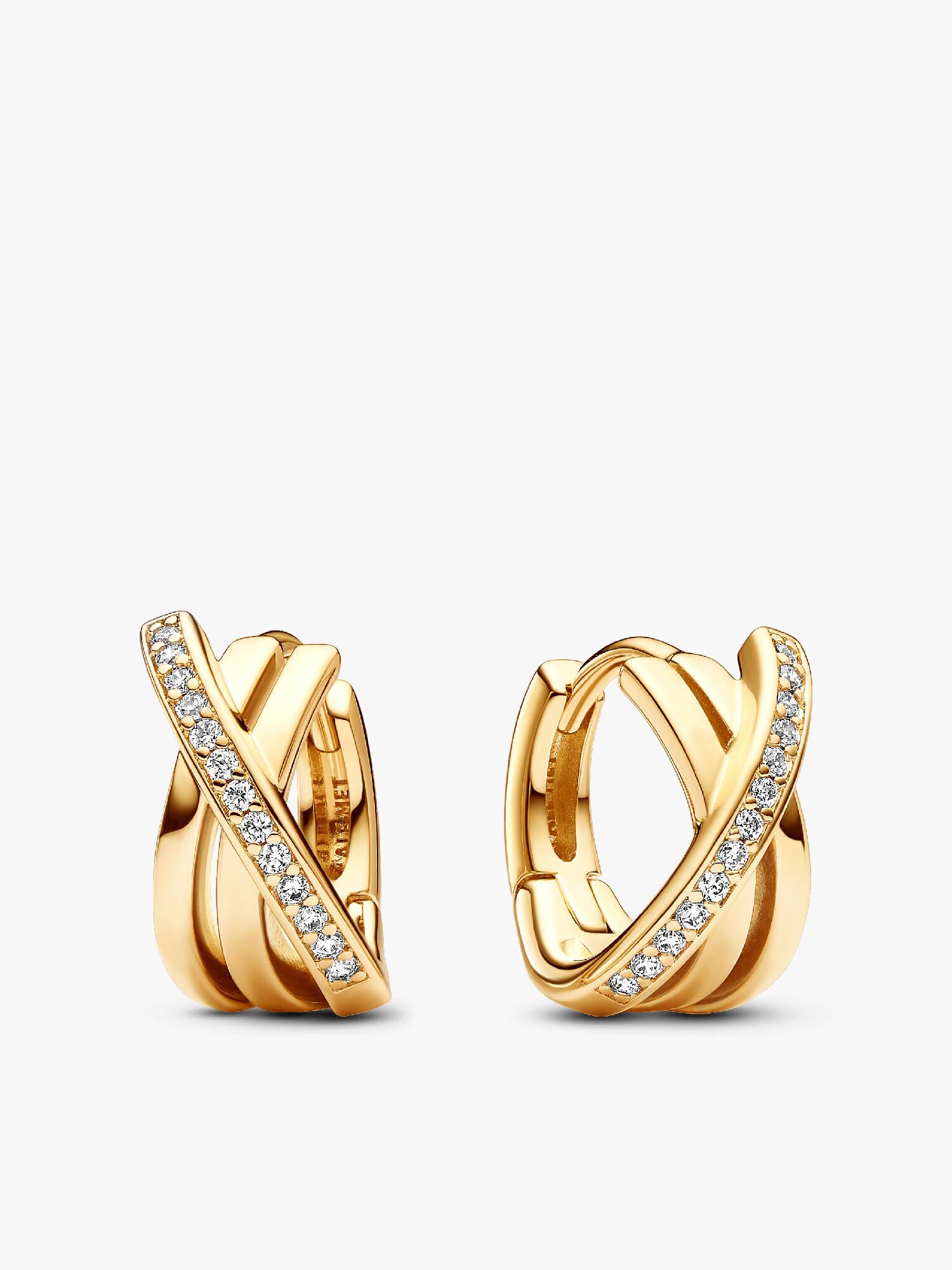 Aros tipo argolla Pavé Cruzado Bañado en Oro 14K