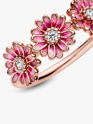 Anillo Trío de Margaritas Rosas 60