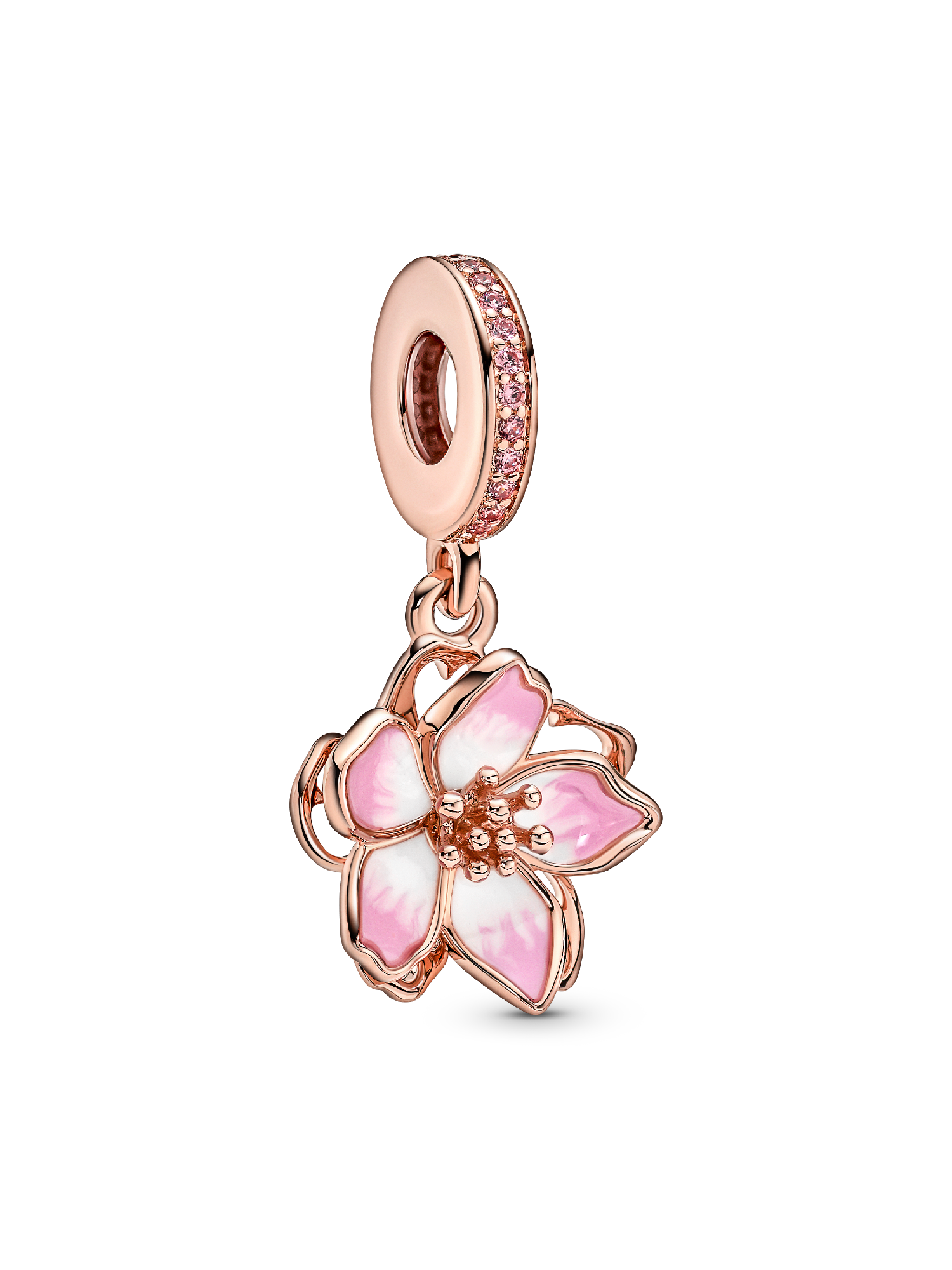 Charm Colgante Flor De Cerezo En Bañado En Oro Rosa 14K