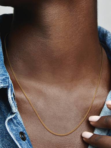 Collar de cadena de bordillo Bañado en Oro de 14k