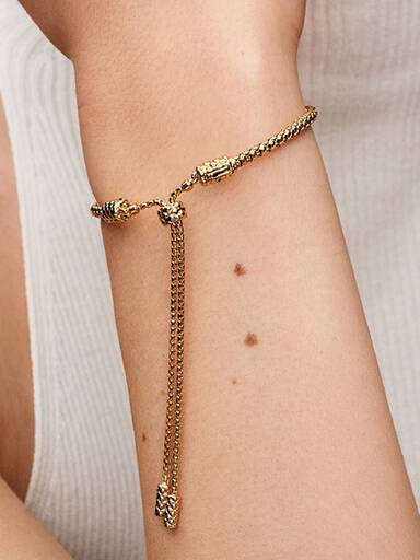 Brazalete Pandora Moments Cadena con Tachuelas Deslizante Dorado 28 cm