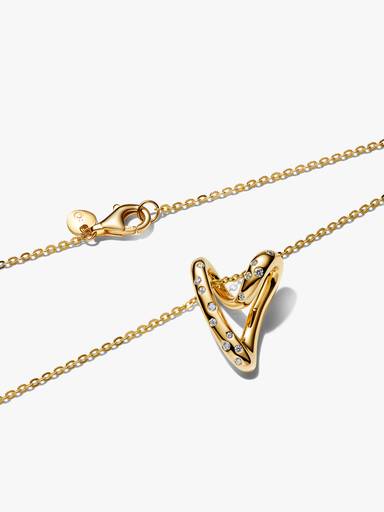 Collar con dije Corazón con piedras de forma orgánica