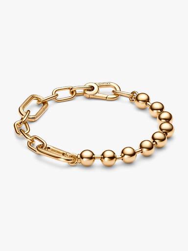 Brazalete de Eslabones Link y Cuentas Metálicas Pandora ME en Oro 14k