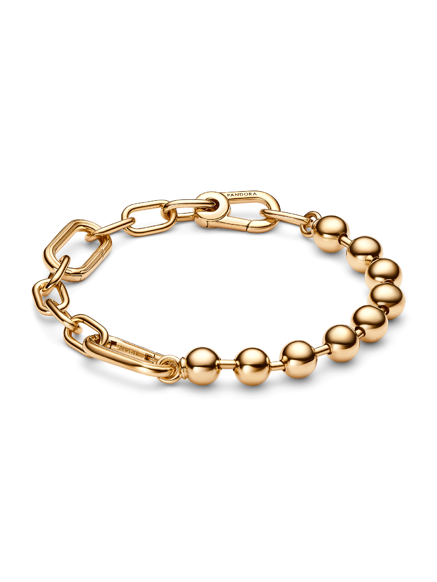 Brazalete de Eslabones Link y Cuentas Metálicas Pandora ME en Oro 14k