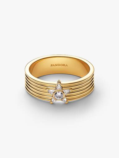 Anillo de banda ancha con estrella fugaz brillante