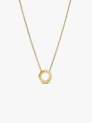 Collar Cadena Círculo De Pavé Con Logotipo Pandora Bañado en Oro de 14k