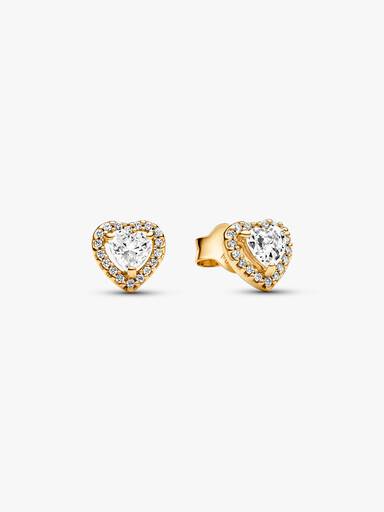 Aros de botón Corazón Elevado Brillante