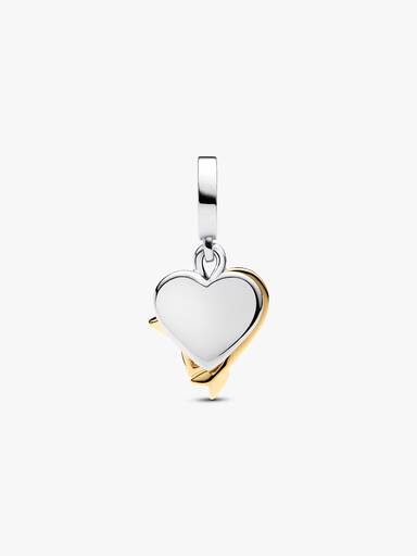 Charm Dije Doble Corazón Grabable y Flecha