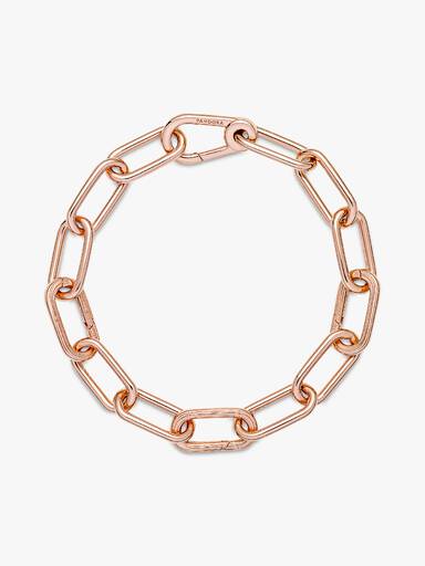 Brazalete De Cadena De Eslabones Tres Conectores Recubrimiento en Oro Rosa De 14K Pandora Me 15.50 cm
