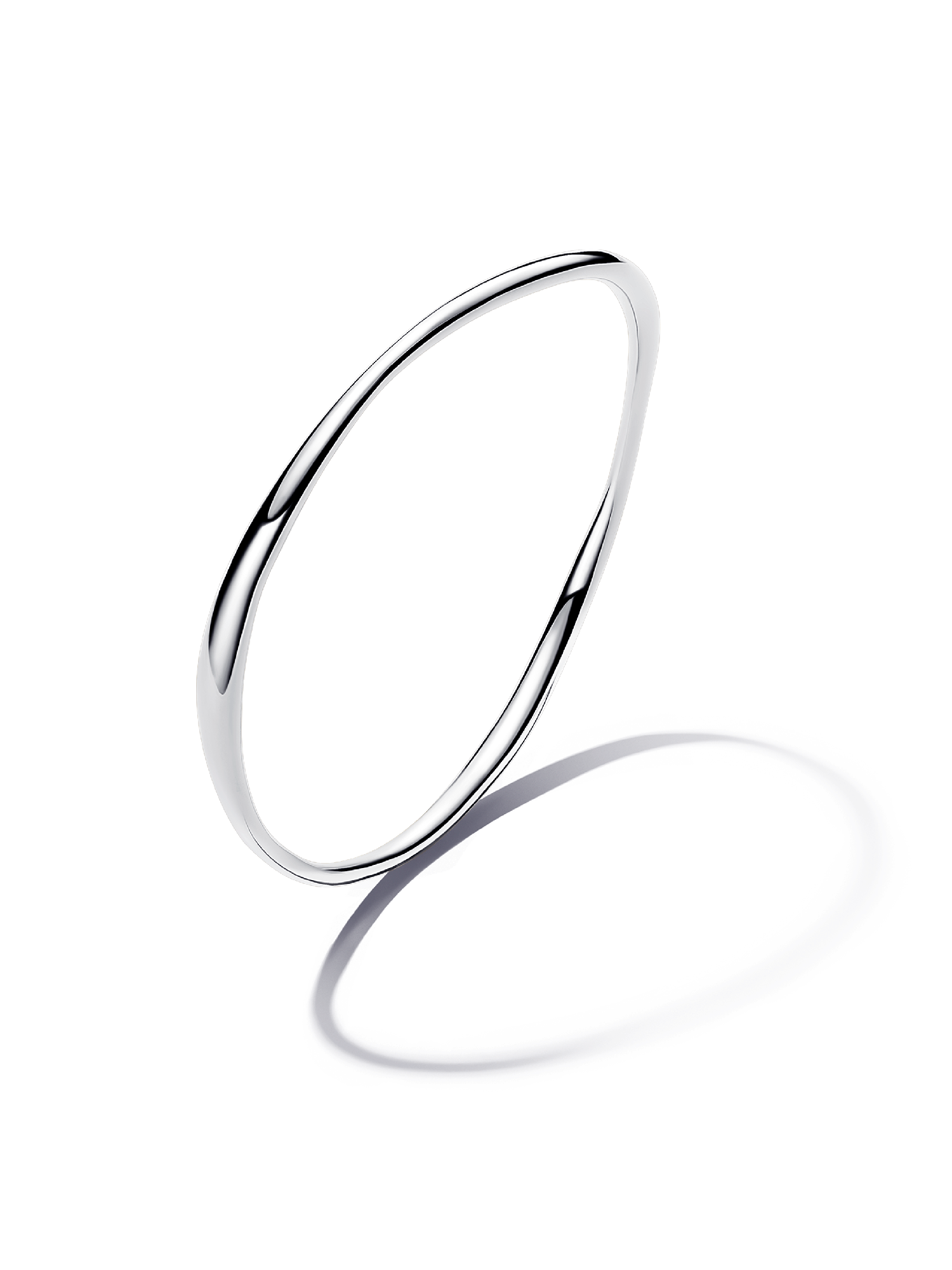 Brazalete Rígido Forma Orgánica Plateado 17 cm