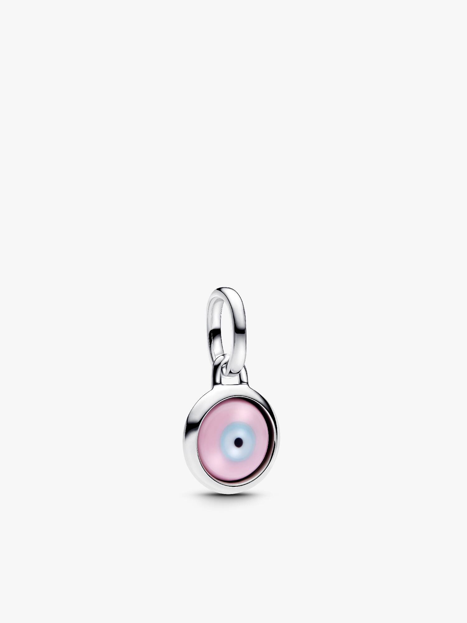 Mini charm colgante grabable de vidrio Murano con ojo protector
