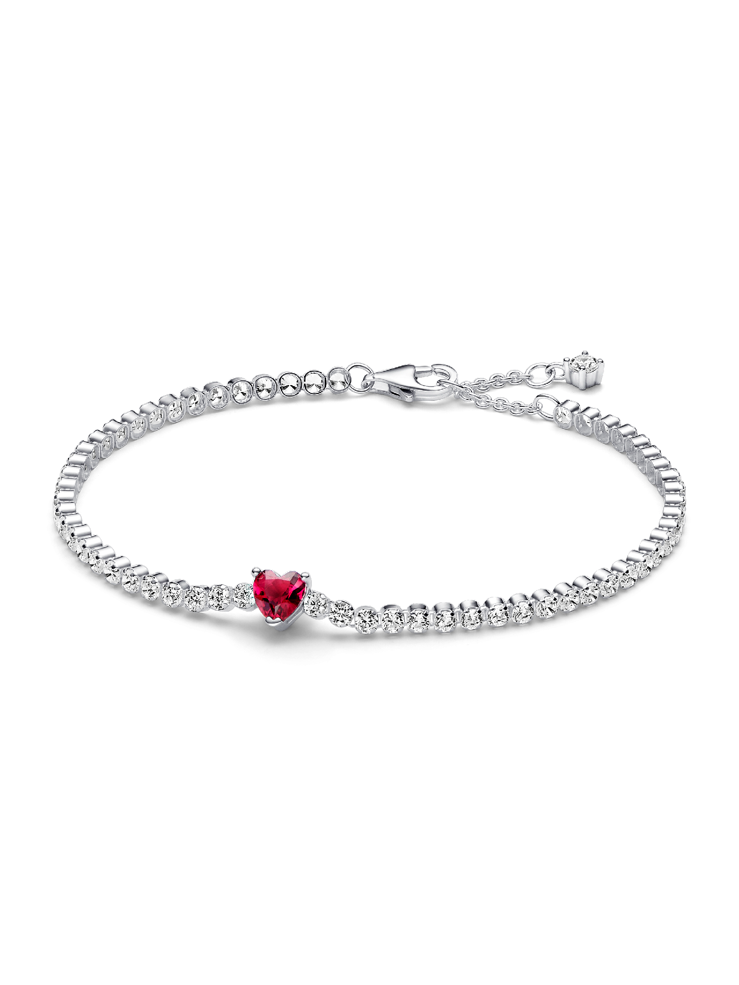 Brazalete de Tenis Corazón Brillante Rojo