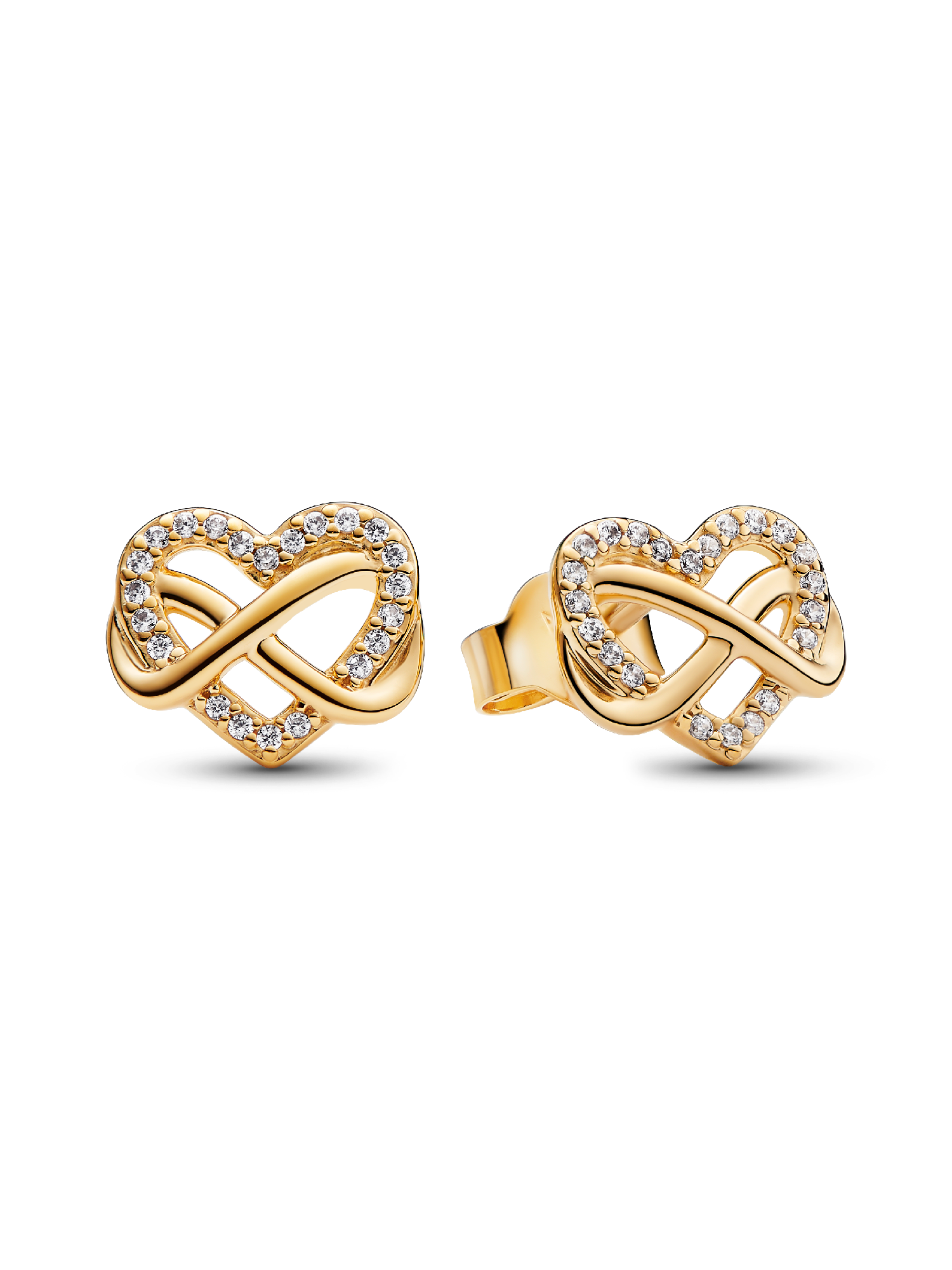 Aros de Botón Corazón Infinito Brillante