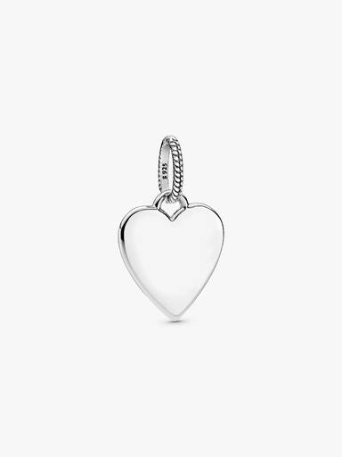 Dije Etiqueta Corazón para Grabar Plateado