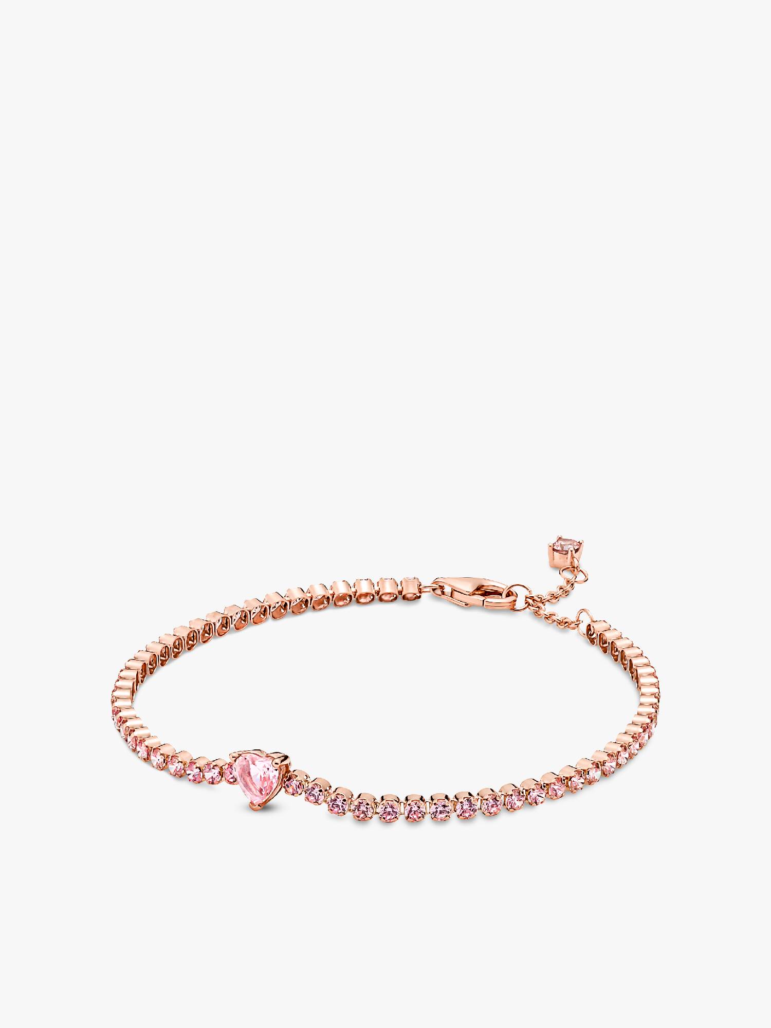 Brazalete En Plata De Ley Corazon Brillante Bañado en Oro Rosa 14k