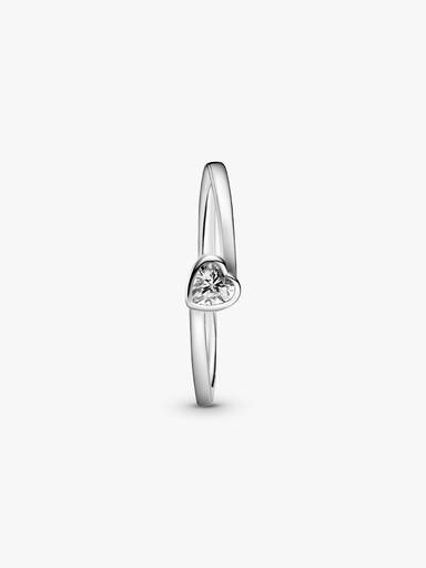 Anillo solitario Corazón inclinado transparente
