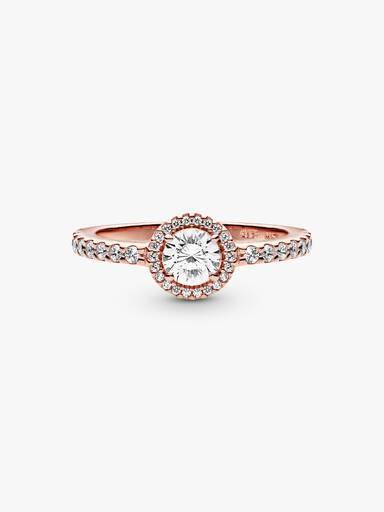 Anillo clásico con halo brillante
